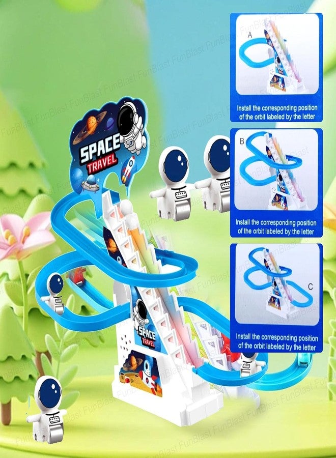 TEC TAVAKKAL Astronaut Slide Toy Set, Funny Automatic Stair-Climbing Astronaut Cartoon Race Track Set Little Attractive Astronaut Slide Toy Escalator Toy with Lights and Music (Astronaut Track Set) - Image 4